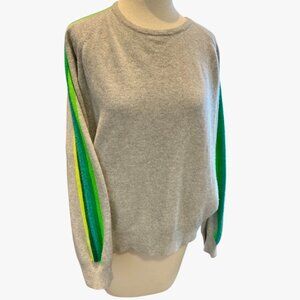 Ava & Esme Cashmere Crewneck Striped Sleeve Sweater